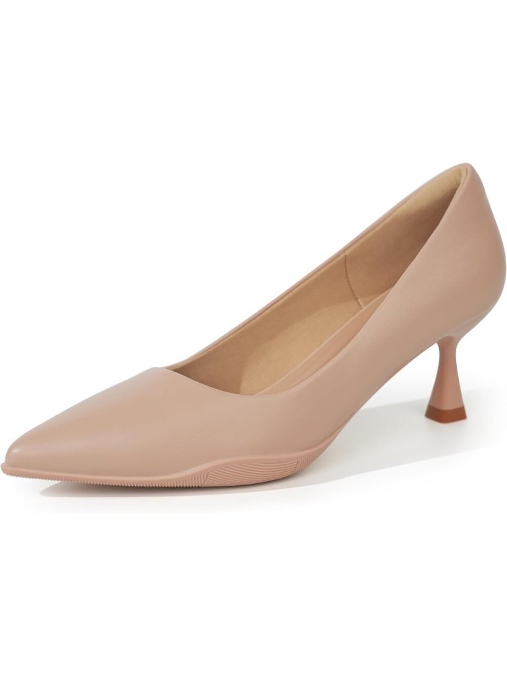 Women's Nude Comfortable Pumps Dress Shoes Mid Heel Cushioned Insole Work Heels